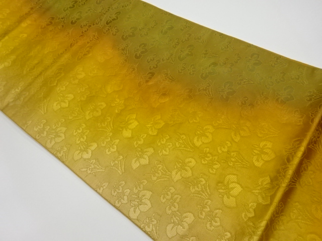 リサイクル　杜若模様織出し本袋帯